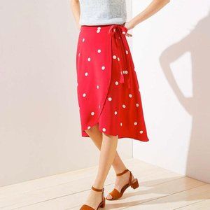 red polka dot wrap skirt